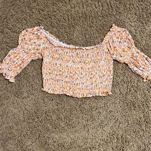 Urban Outfitters pink and blue ruffled top